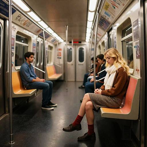 Urban Subway Scene with Passengers