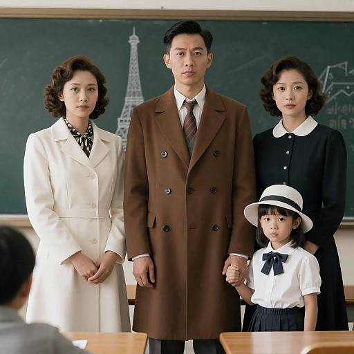 1930s Classroom Scene with Adults and Children