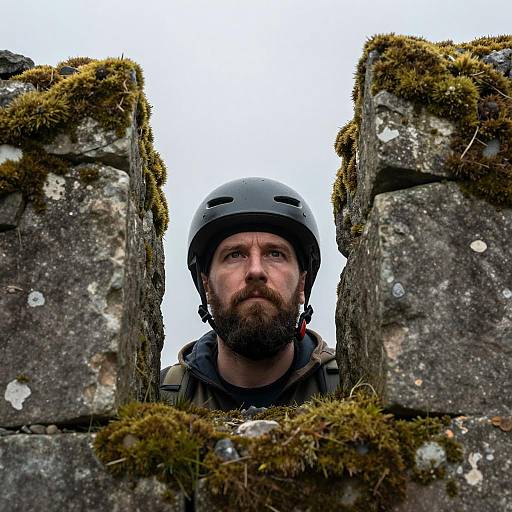 Mysterious Bearded Man in Stone Walls