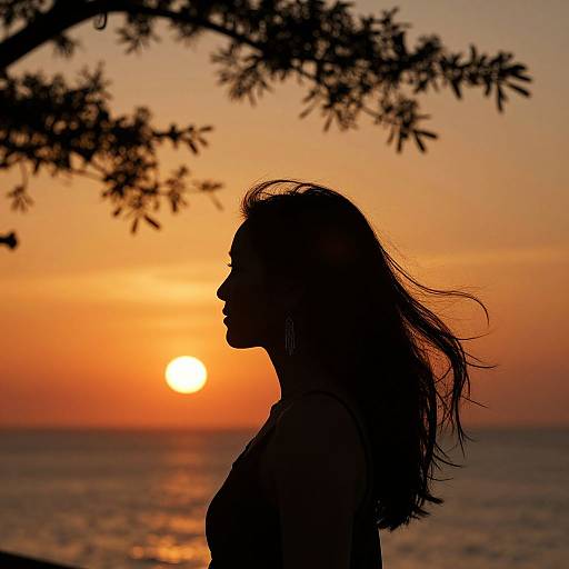 Woman Silhouette at Vibrant Sunset