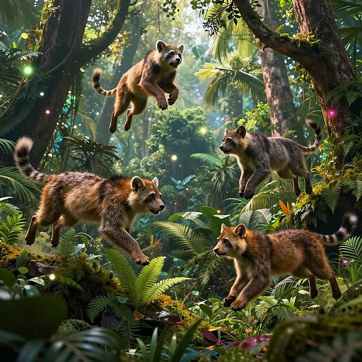 Dynamic Coxx Animals Leaping in Jungle