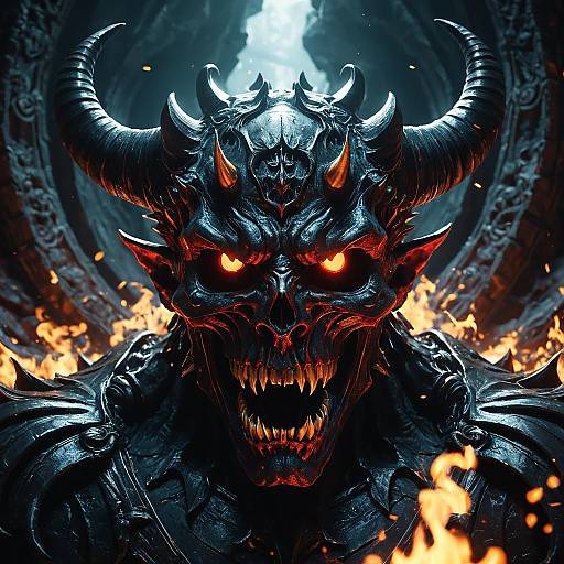 Epic Horned Devil Portrait with Fiery Eyes