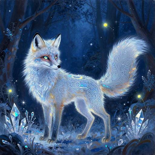 Crystalline Fox in Enchanted Frost Forest