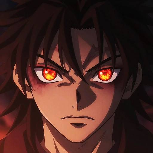 Anime Red Demon Eyes Close-Up