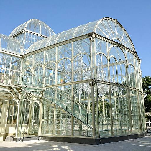 Elegant Glass Palace with Rainbow Light