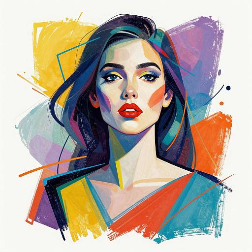 Vibrant Abstract Woman Portrait