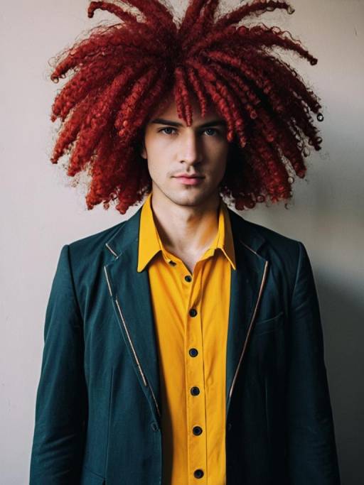 Man with Sideshow Bob Inspired Red Curly Hair Costume