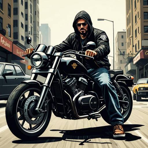 Cunning Thief on Motorcycle in Urban Setting