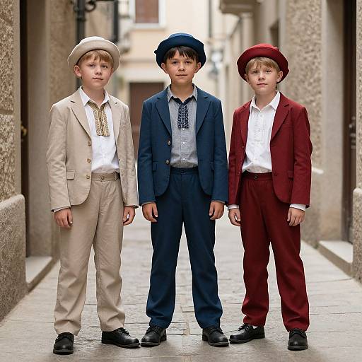 Trio of Boys in Period Costumes