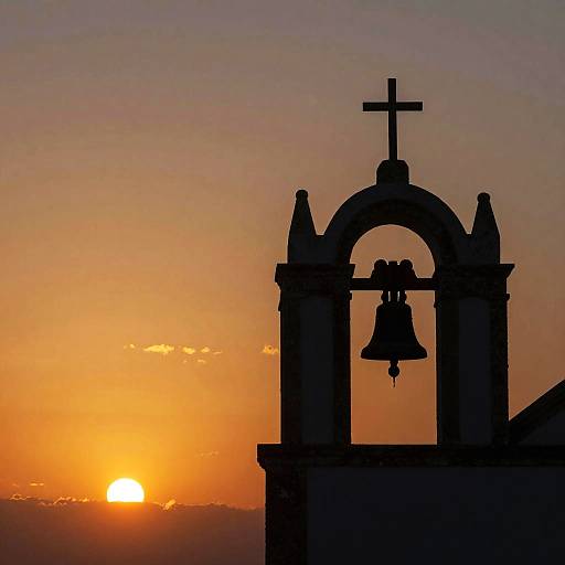 Silhouetted Church Bell Tower Sunset