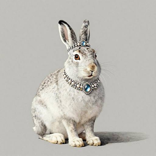 Arctic Hare with Gemstone Jewelry