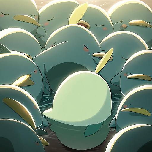 Illustration of Gulpin, pokemon in the style of Engiyoshi