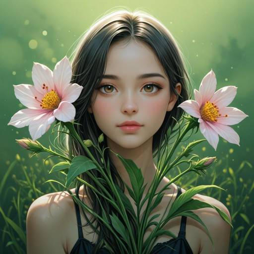 Realistic Robin Amidst Wildflowers and Fog Realistic Robin Amidst Wildflowers and Fog