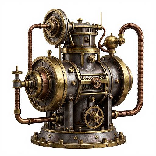 Intricate Steampunk Mechanical Engine