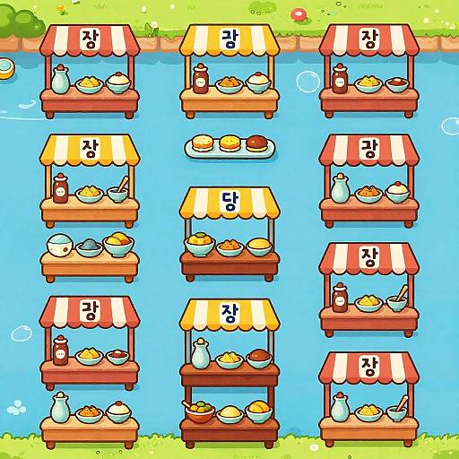 Vibrant Korean Street Food Sprite Sheet