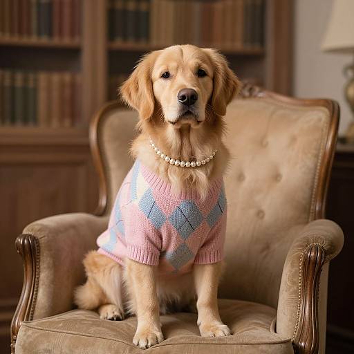 Stylish Golden Retriever Preppy Wallpaper