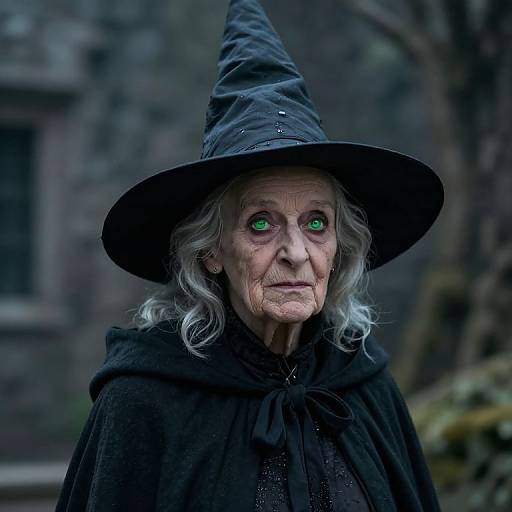 Elderly Witch with Green Eyes