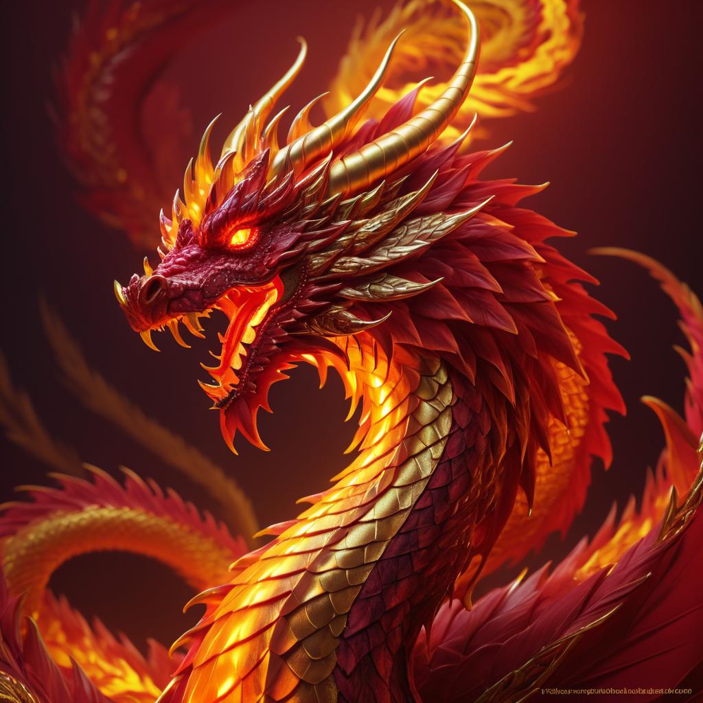 Elegant Anthropomorphic Fire Dragon Art