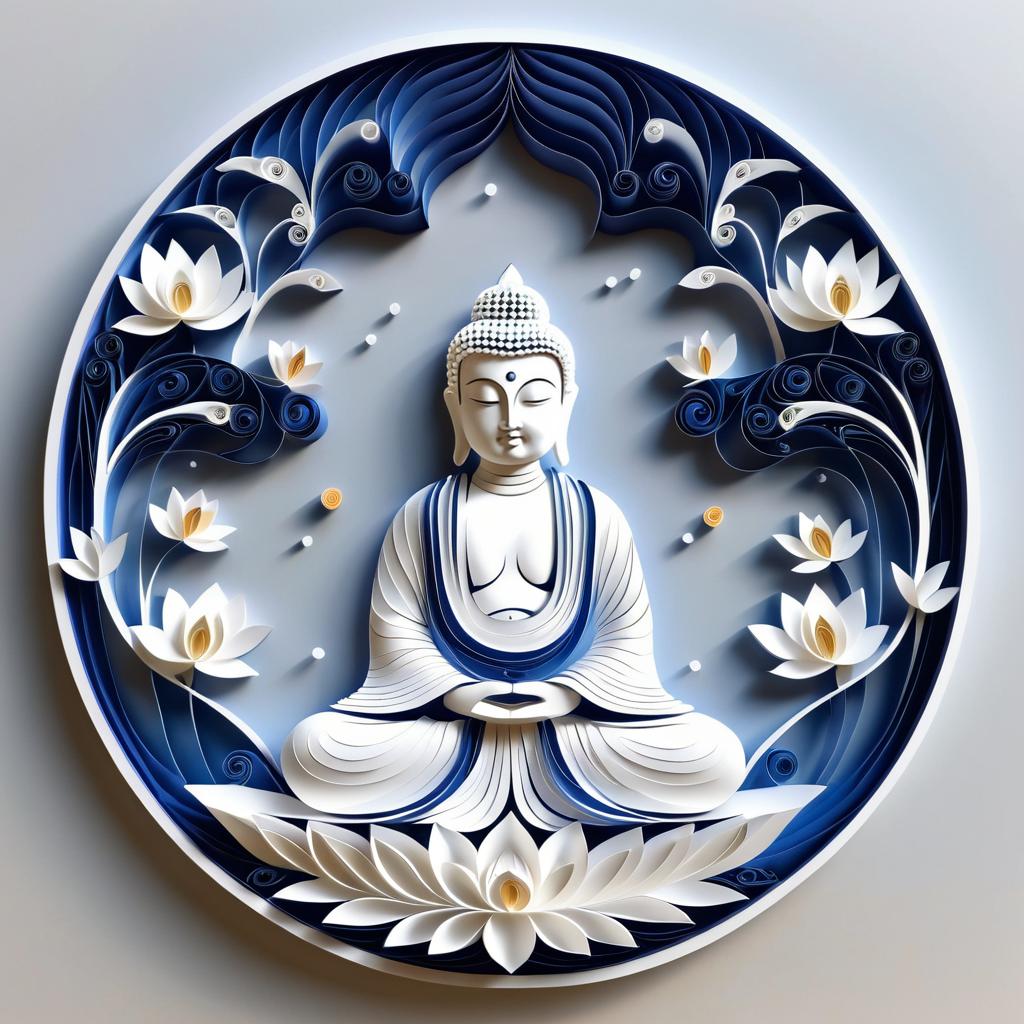 Serene Buddha in Monochromatic Quilling Art