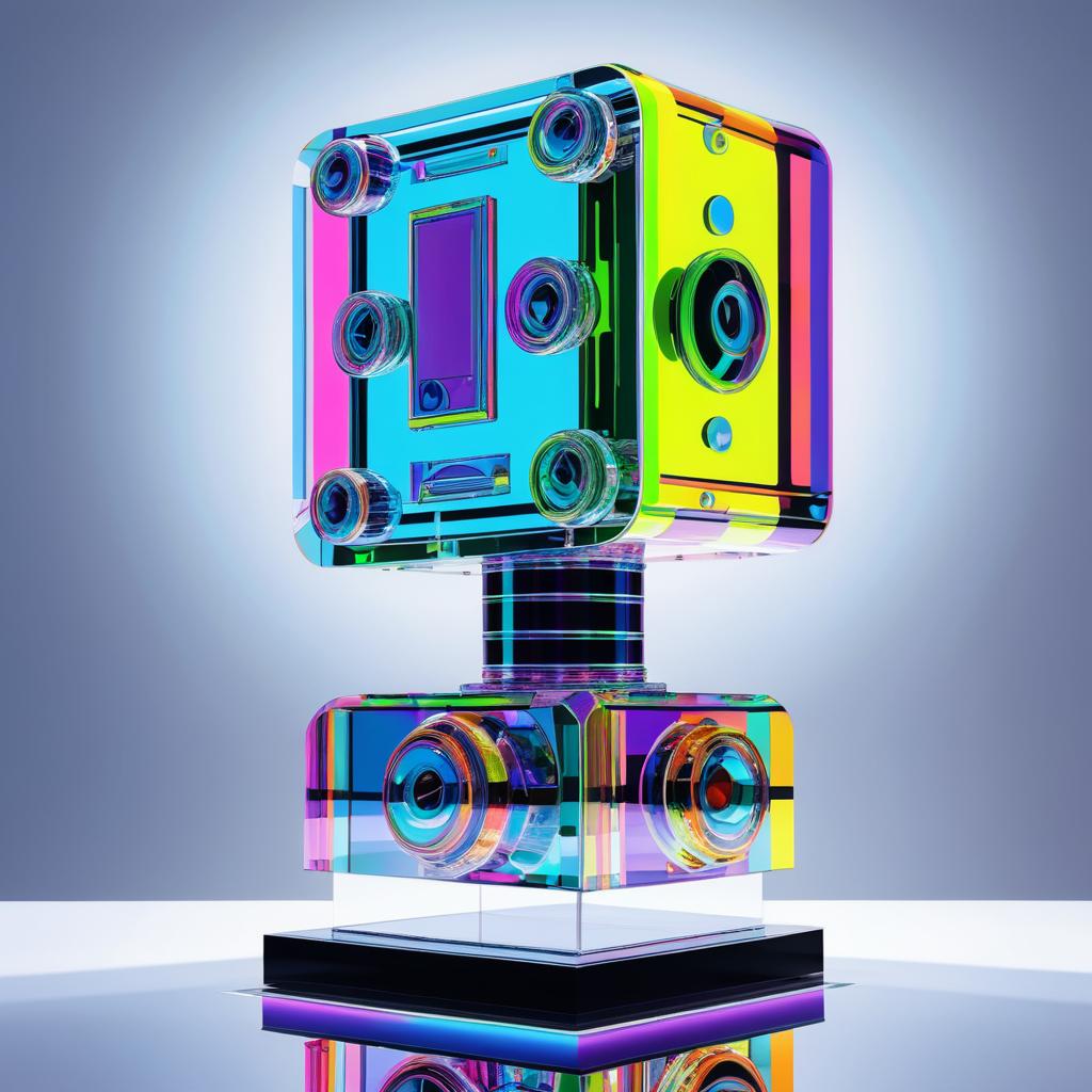 Vibrant Pop Art Glass Robot Sculpture