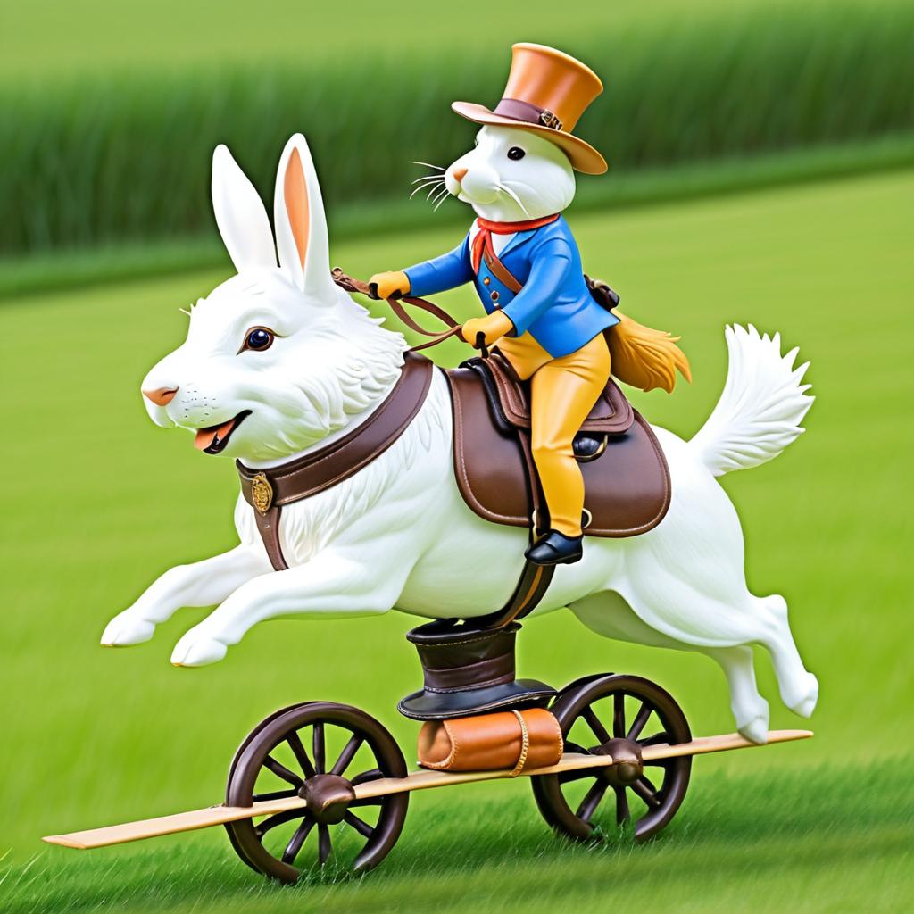 Whimsical Dog Riding a Rabbit Adventure