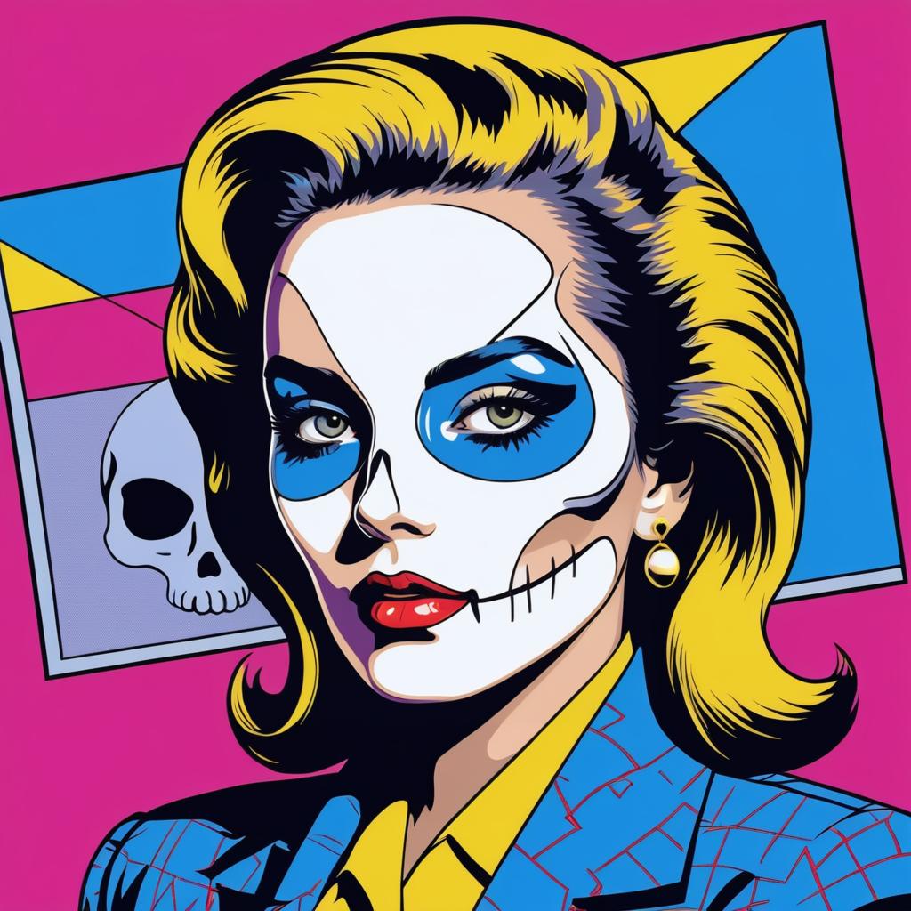 Pop Art Portrait: Woman with Skull Face