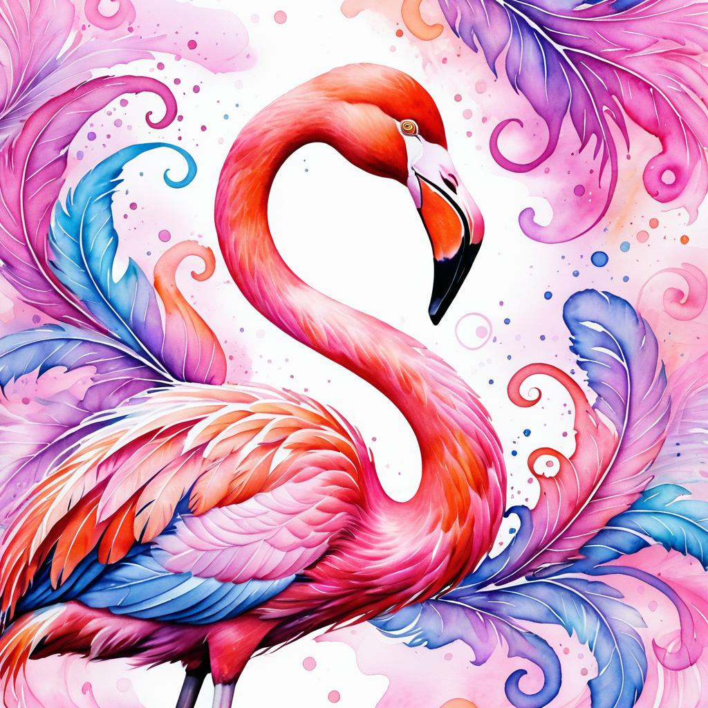 Dreamy Pink Flamingo in Watercolour