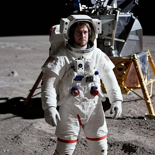 Realistic Astronaut in Lunar Module