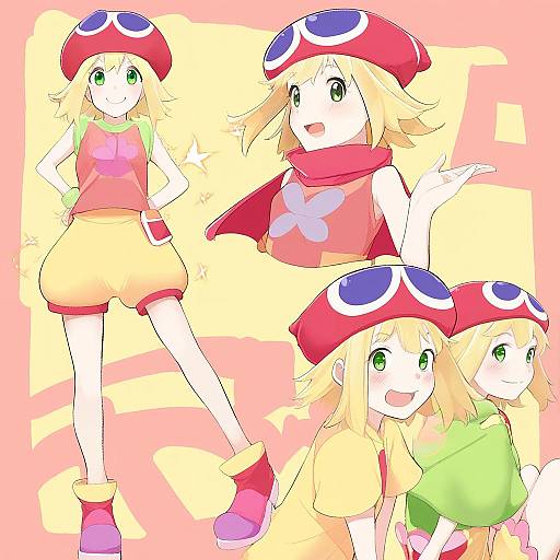 Illustration of Amitie (puyopuyo), puyopuyo in the style of Moketa