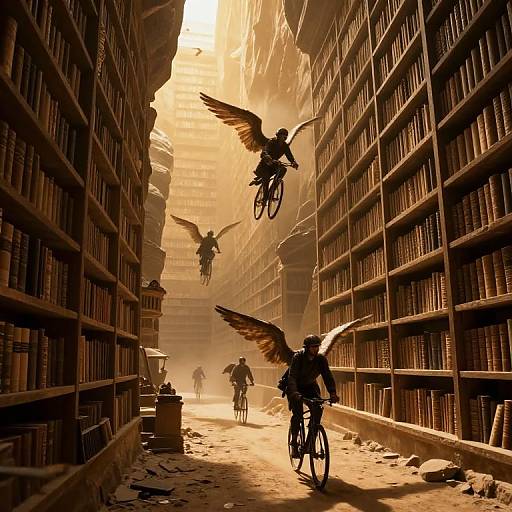 Winged Riders in Ancient Library