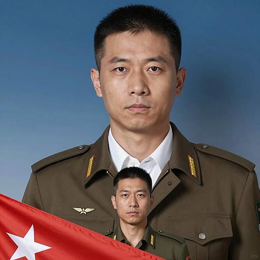 Serious Man in Military Jacket Portrait