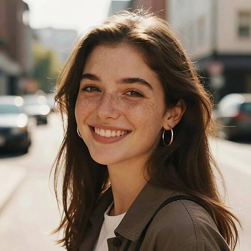 Warm Sunlit Candid Portrait with Freckles