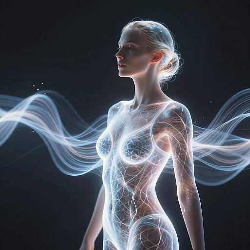 Luminous Woman with Photon Waves