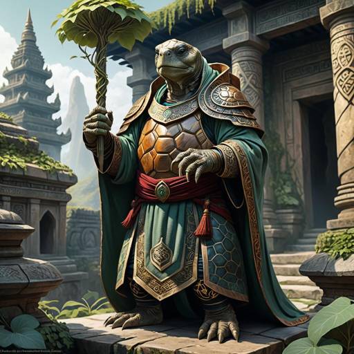 Anthropomorphic Turtle Warrior in Ancient Temple