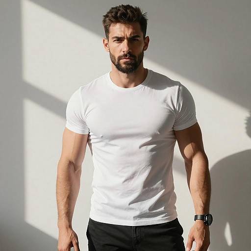 Muscular Man in White T-Shirt