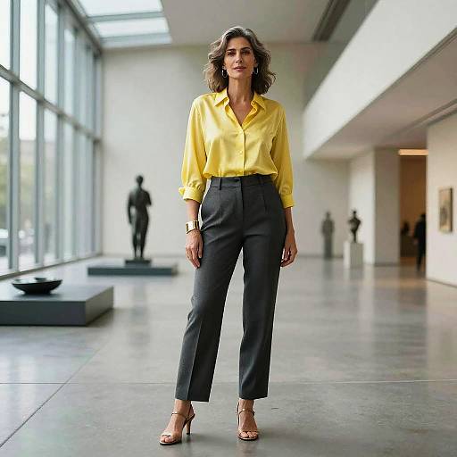 Confident Mediterranean Woman in Atrium
