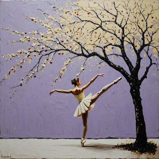 Ballet Dancer by Apple Tree Painting