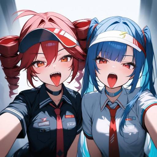 Anime Girls with Pigtails and Visors