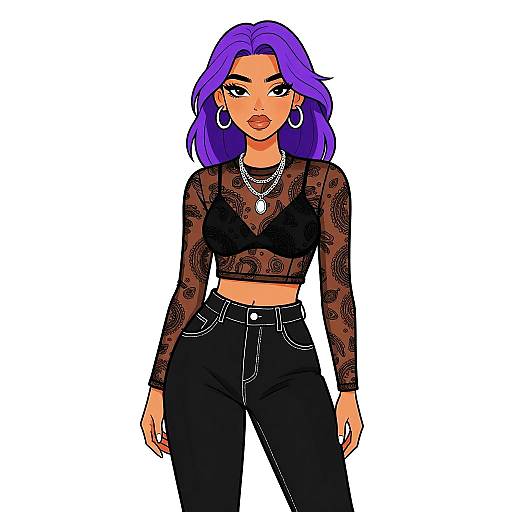 Urban Chic Woman in Sheer Paisley Top