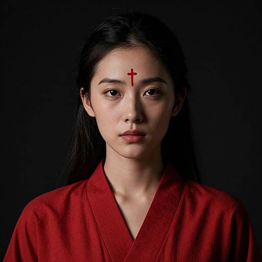 Mysterious Woman in Red Attire