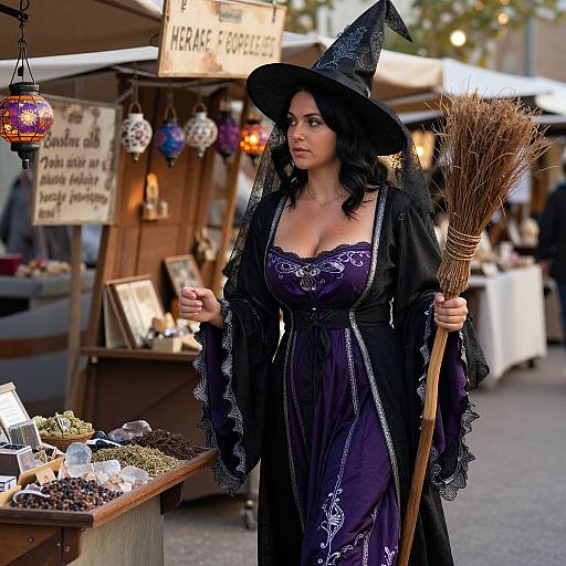 Candid Witch in Vintage Market