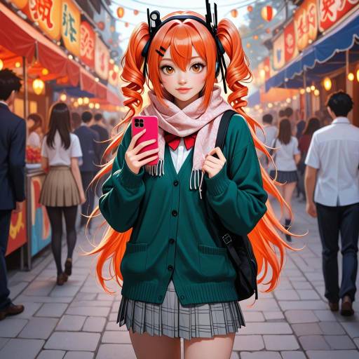 Anime Cowboy Shot with School Uniform