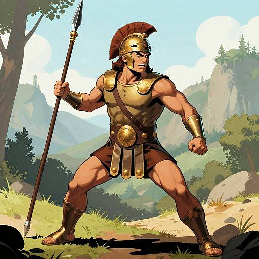 Comic-Style Hector in Fierce Battle