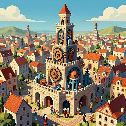 Escher-Inspired Surreal Medieval Tower