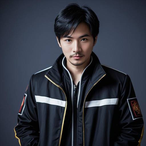 Portrait of Asian Man in Dark Casual Jacket
