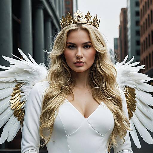 Woman in Angel Costume with Gold Crown