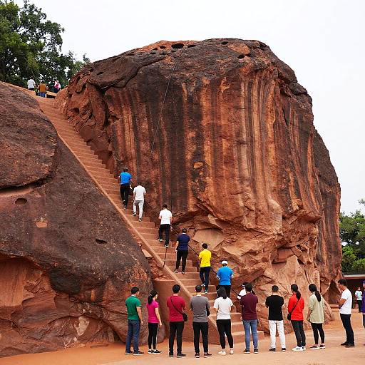 Massive Rock Formation with Staircase