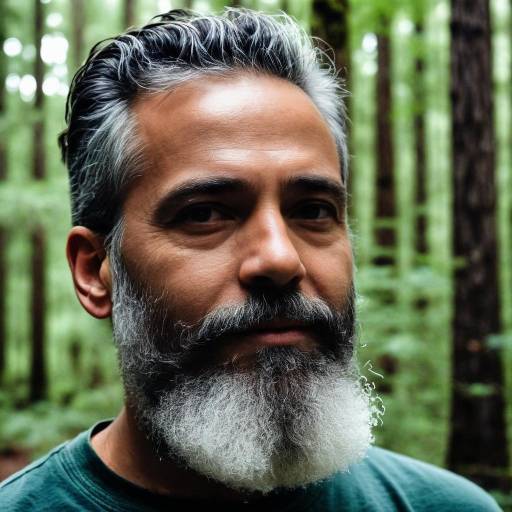 Bearded Mature Man in Forest
