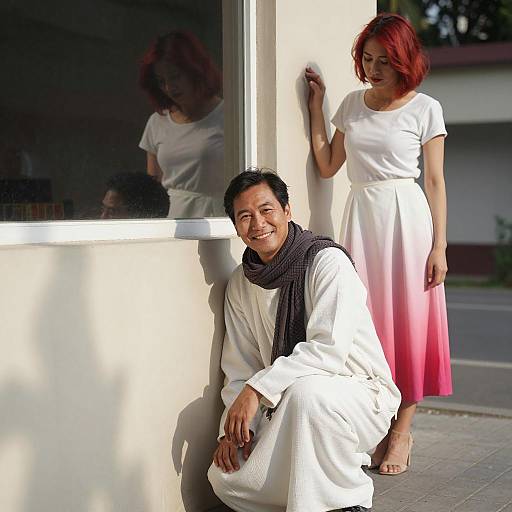Smiling Man in Reflection by Window