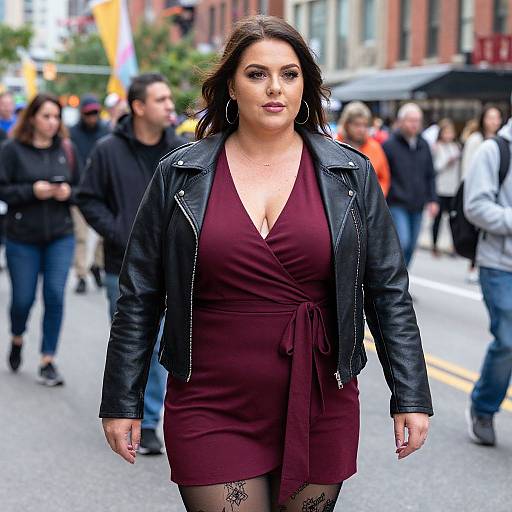 Confident Plus-Size Woman at Street Parade